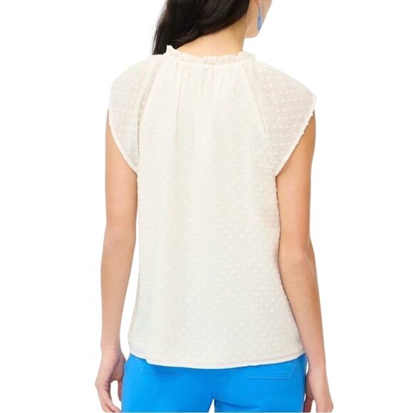 J.Crew Ivory Clip Dot Flutter Sleeve Ruffle Blouse M NWT Work Top - Picture 2 of 6